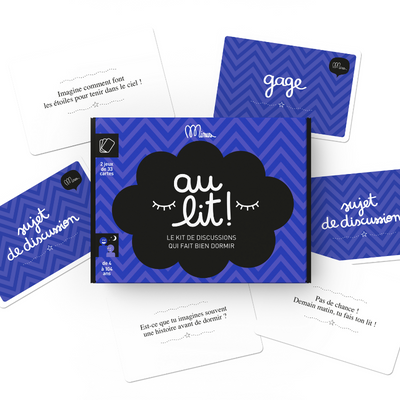 Au lit, le kit de discussion pour bien dormir ! Les discussions complices, la relaxation et les papouilles vont devenir votre nouveau rituel du soir !